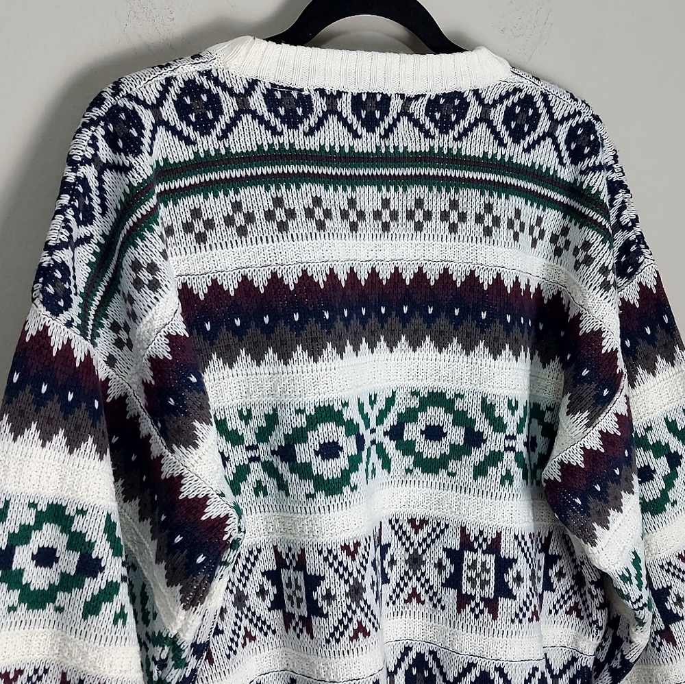Vintage Dad Sweater Unisex Large Fair Isle Cottagecore Academia 80's Pullover - Picture 4 of 8